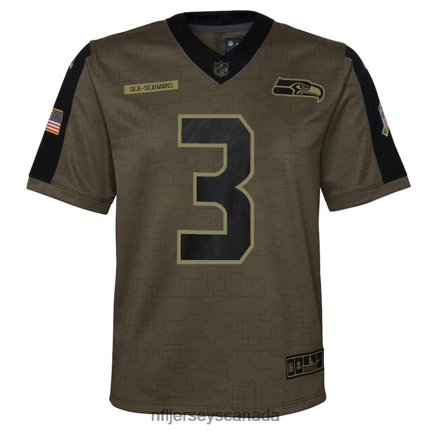Youth Seattle Seahawks Russell Wilson Nike Olive 2021 Salute To Service Game Jersey Clothing NFL TBXFR63103