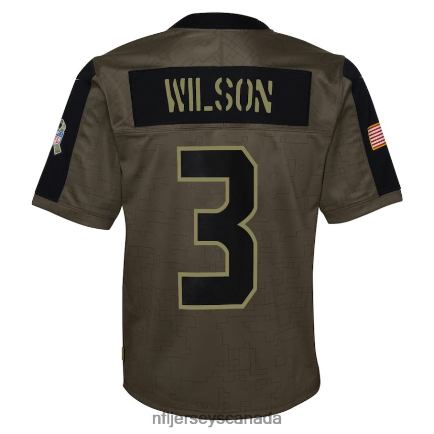 Youth Seattle Seahawks Russell Wilson Nike Olive 2021 Salute To Service Game Jersey Clothing NFL TBXFR63103