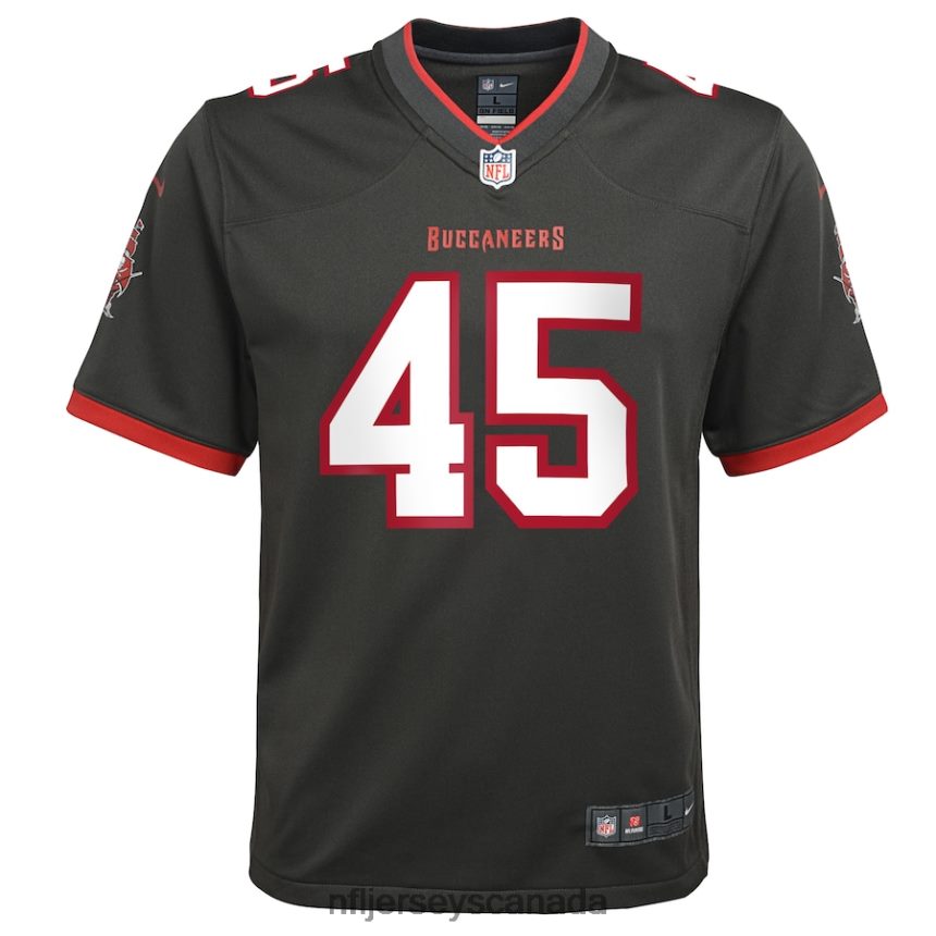 Youth Tampa Bay Buccaneers Devin White Nike Pewter Alternate Game Jersey Clothing NFL TBXFR63560