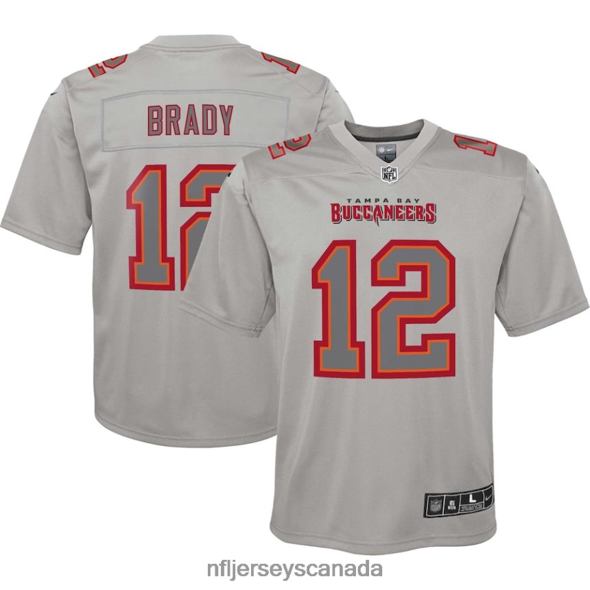 Youth Tampa Bay Buccaneers Tom Brady Nike Gray Atmosphere Game Jersey Clothing NFL TBXFR61852