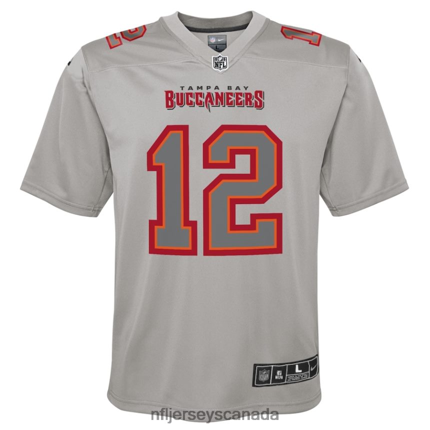 Youth Tampa Bay Buccaneers Tom Brady Nike Gray Atmosphere Game Jersey Clothing NFL TBXFR61852