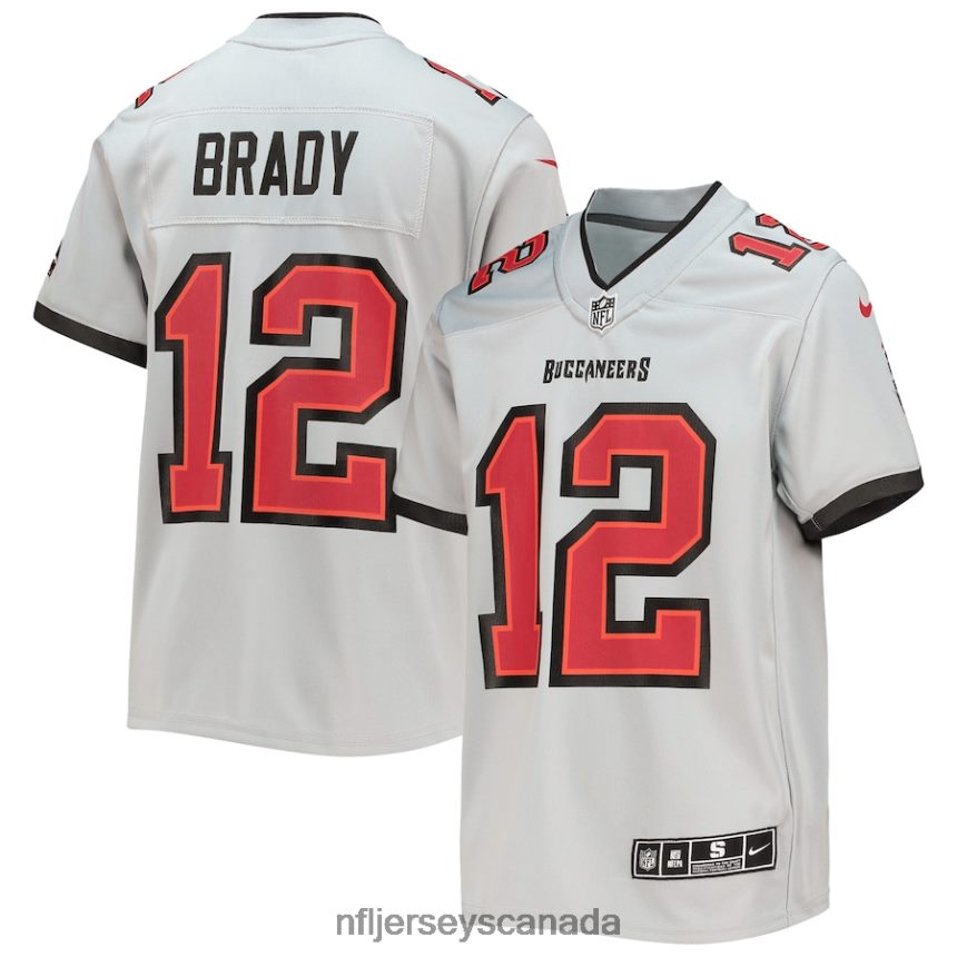 Youth Tampa Bay Buccaneers Tom Brady Nike Gray Inverted Team Game Jersey Clothing NFL TBXFR61359