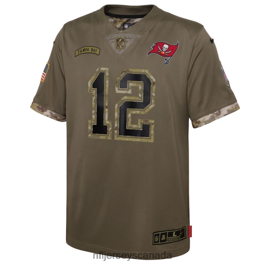 Youth Tampa Bay Buccaneers Tom Brady Nike Olive 2022 Salute To Service Player Limited Jersey Clothing NFL TBXFR61540