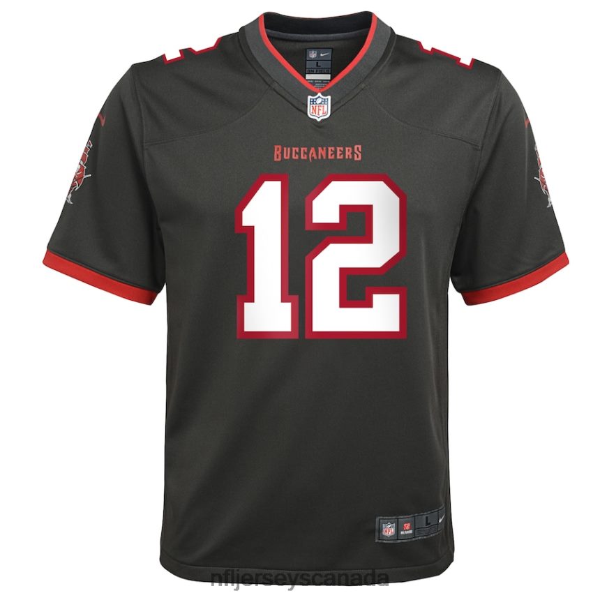 Youth Tampa Bay Buccaneers Tom Brady Nike Pewter Alternate Game Jersey Clothing NFL TBXFR61392