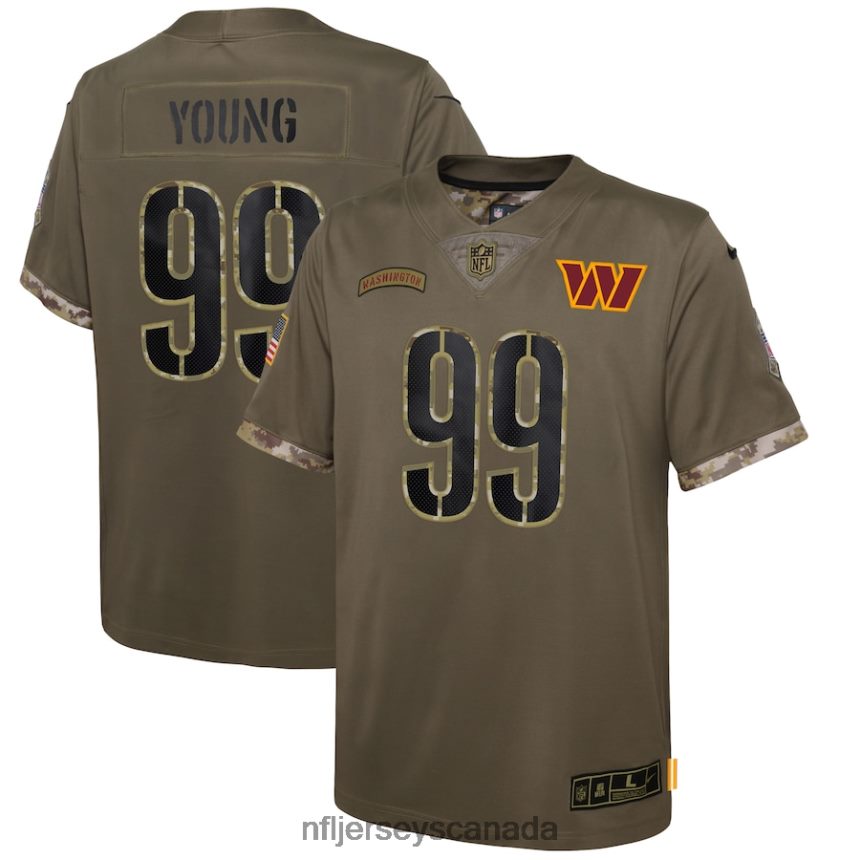 Youth Washington Commanders Chase Young Nike Olive 2022 Salute To Service Player Limited Jersey Clothing NFL TBXFR66690