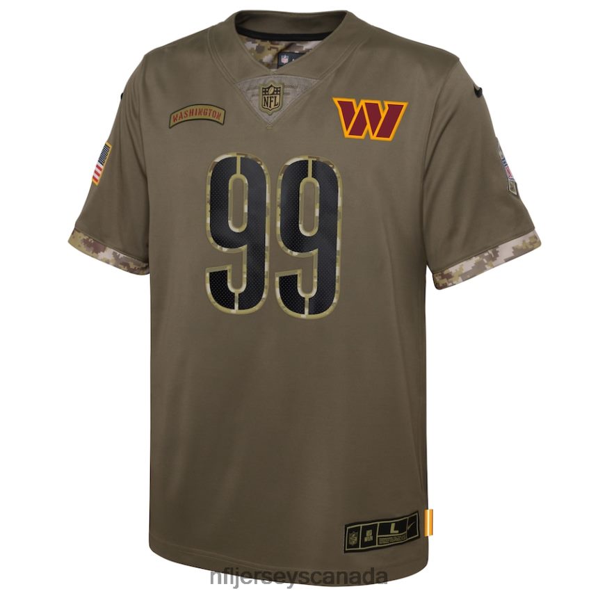 Youth Washington Commanders Chase Young Nike Olive 2022 Salute To Service Player Limited Jersey Clothing NFL TBXFR66690