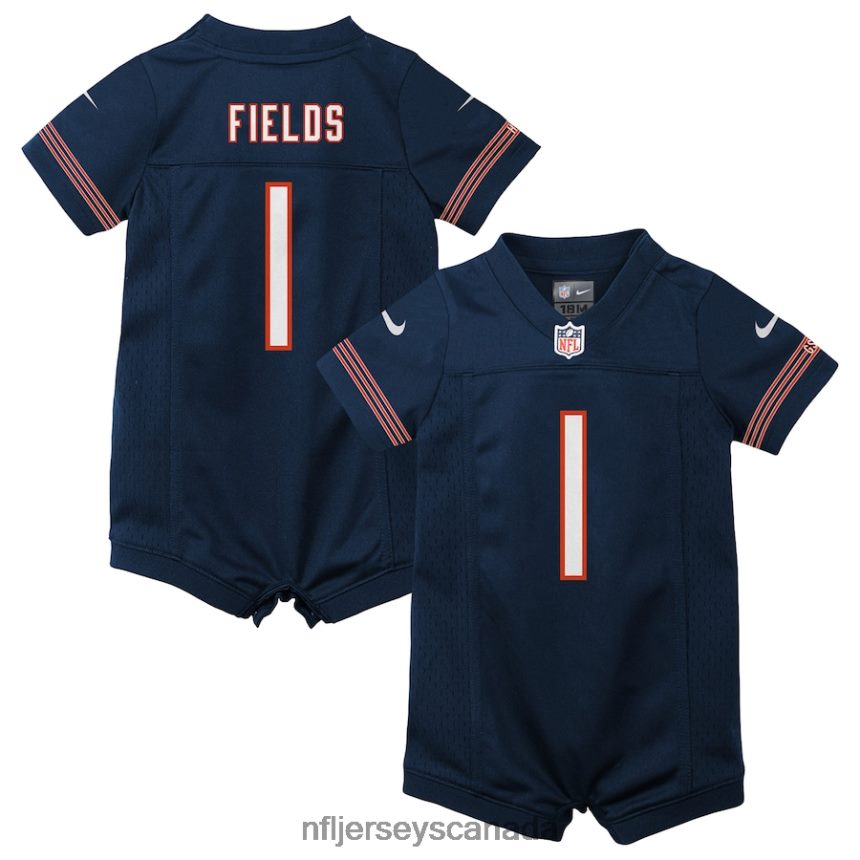 Kids Chicago Bears Justin Fields Nike Navy Game Romper Jersey Clothing NFL TBXFR6526