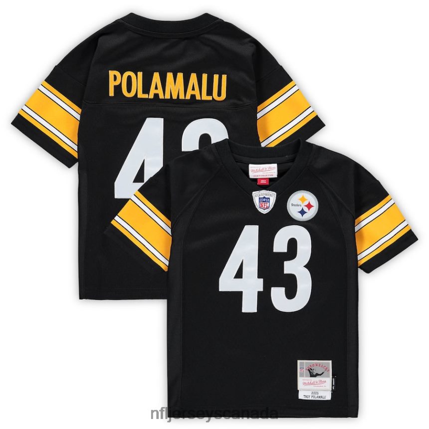 Kids Mitchell & Ness Troy Polamalu Black Pittsburgh Steelers 2005 Retired Legacy Jersey Clothing NFL TBXFR62543