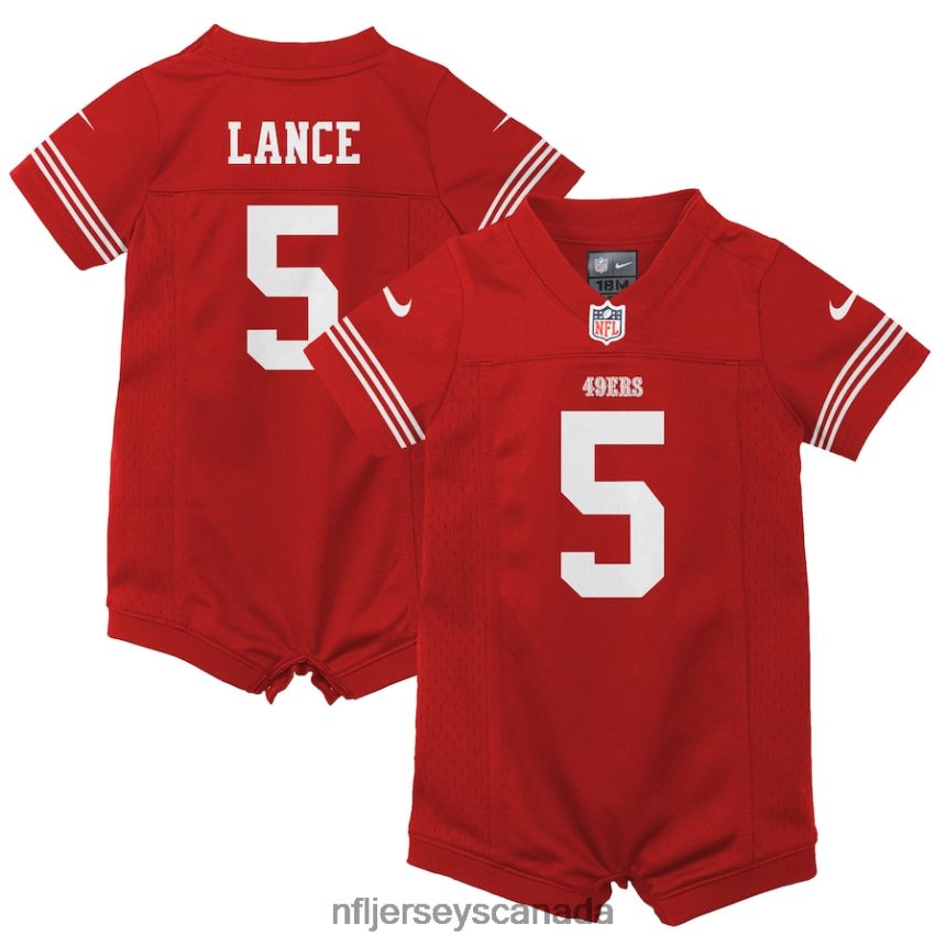 Kids San Francisco 49ers Trey Lance Nike Scarlet Romper Game Jersey Clothing NFL TBXFR61419