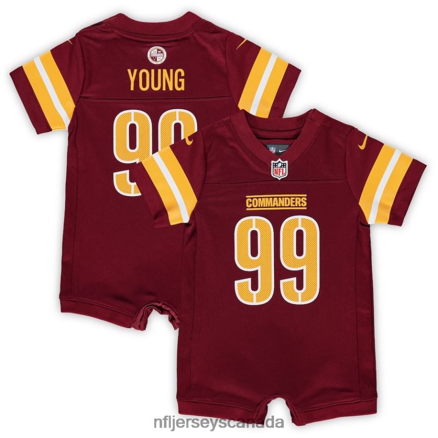 Kids Washington Commanders Chase Young Nike Burgundy Game Romper Jersey Clothing NFL TBXFR63233