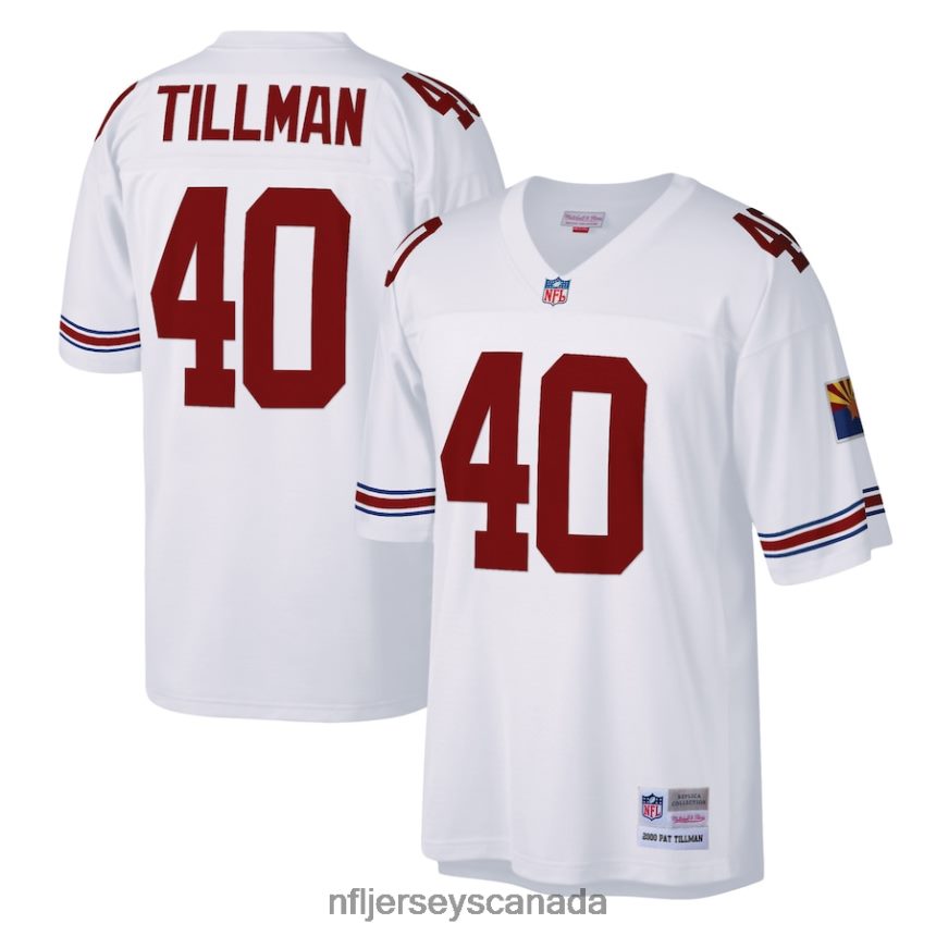 Men Arizona Cardinals Pat Tillman Mitchell & Ness White Legacy Replica Jersey Clothing NFL TBXFR63440
