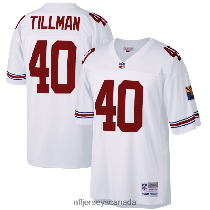 Men Arizona Cardinals Pat Tillman Mitchell & Ness White Retired Player Legacy Replica Jersey Clothing NFL TBXFR64973