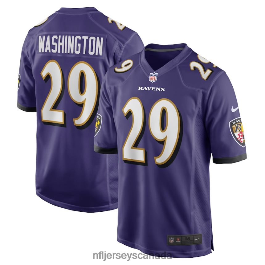 Men Baltimore Ravens Ar'Darius Washington Nike Purple Player Game Jersey Clothing NFL TBXFR63913