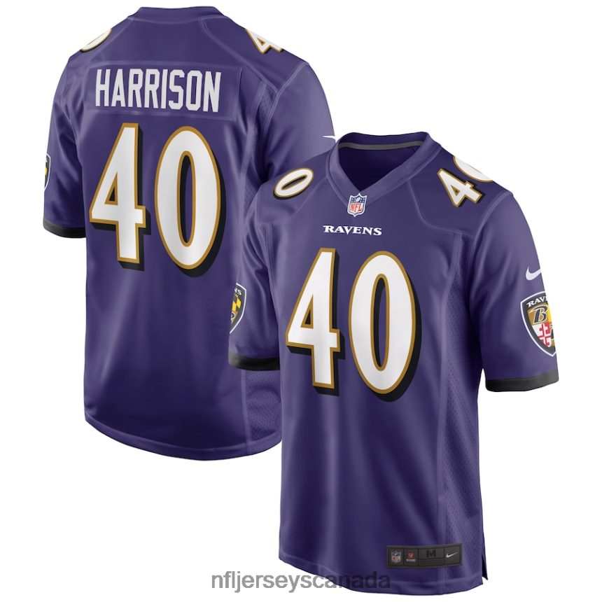 Men Baltimore Ravens Malik Harrison Nike Purple Game Jersey Clothing NFL TBXFR65643