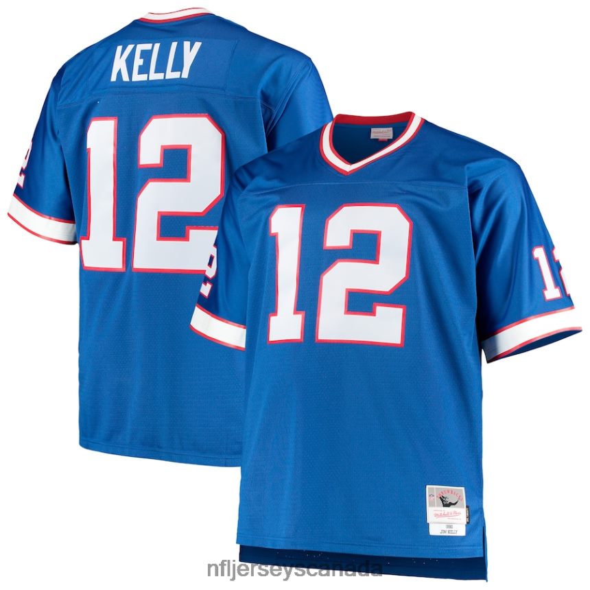 Men Buffalo Bills Jim Kelly Mitchell & Ness Royal Big & Tall 1990 Retired Player Replica Jersey Clothing NFL TBXFR62423