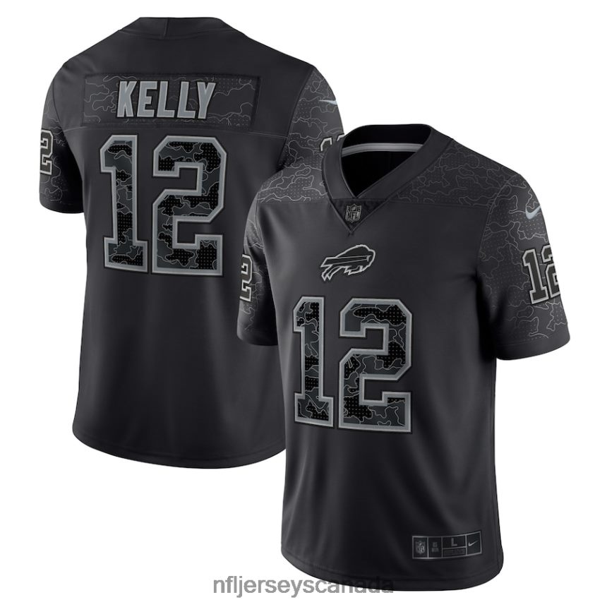 Men Buffalo Bills Jim Kelly Nike Black Retired Player RFLCTV Limited Jersey Clothing NFL TBXFR61448