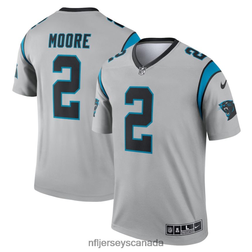 Men Carolina Panthers D.J. Moore Nike Silver Inverted Legend Jersey Clothing NFL TBXFR63773