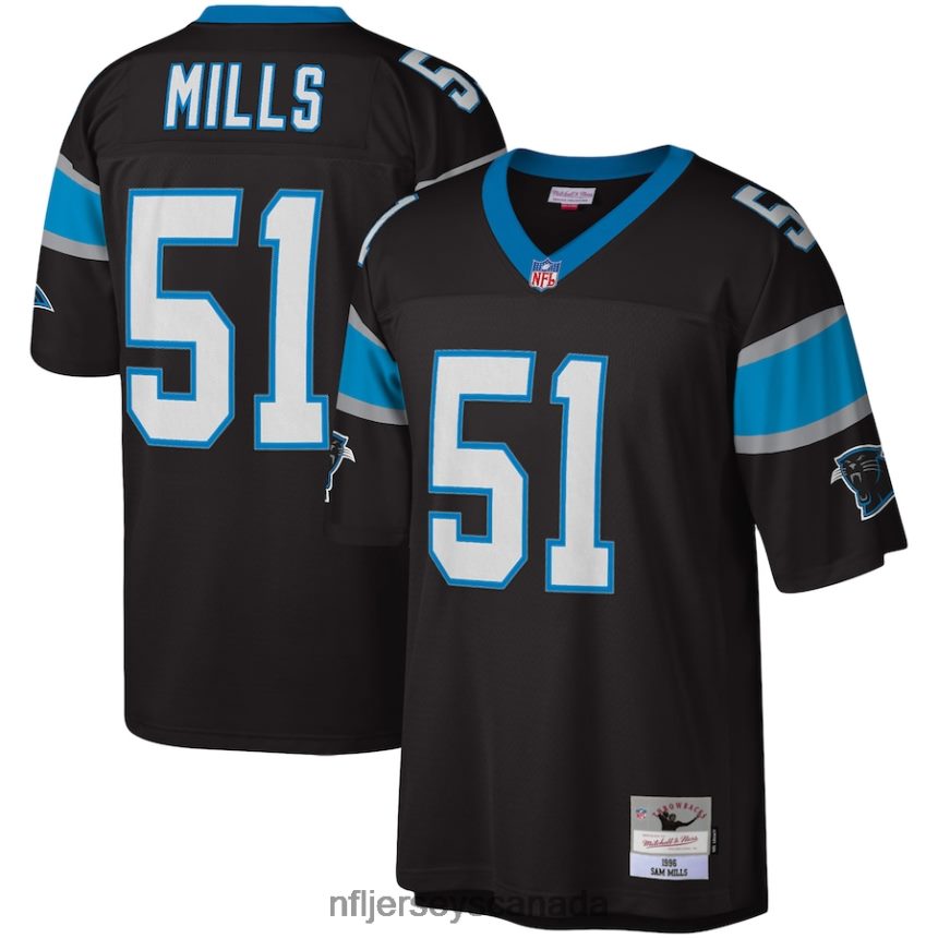Men Carolina Panthers Sam Mills Mitchell & Ness Black Legacy Replica Jersey Clothing NFL TBXFR61214