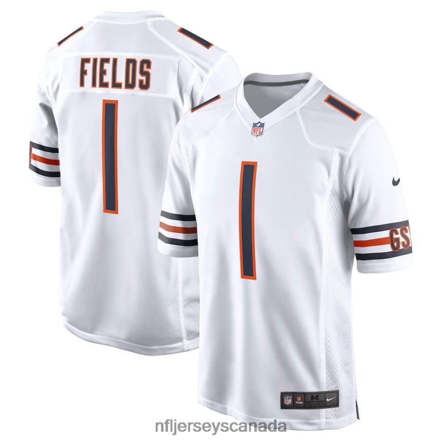 Men Chicago Bears Justin Fields Nike White Player Game Jersey Clothing NFL TBXFR6961