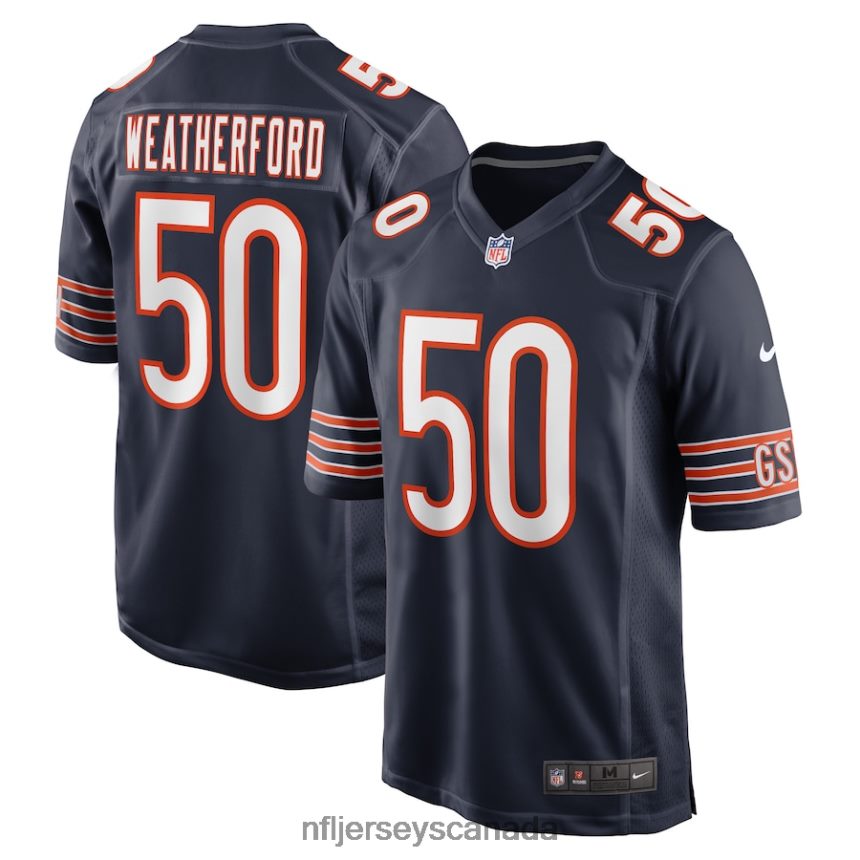 Men Chicago Bears Sterling Weatherford Nike Navy Game Player Jersey Clothing NFL TBXFR64370