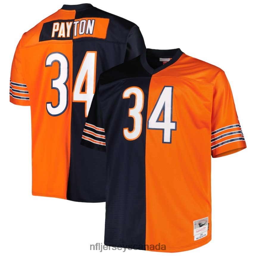 Men Chicago Bears Walter Payton Mitchell & Ness Navy/Orange Big & Tall Split Legacy Retired Player Replica Jersey Clothing NFL TBXFR61569
