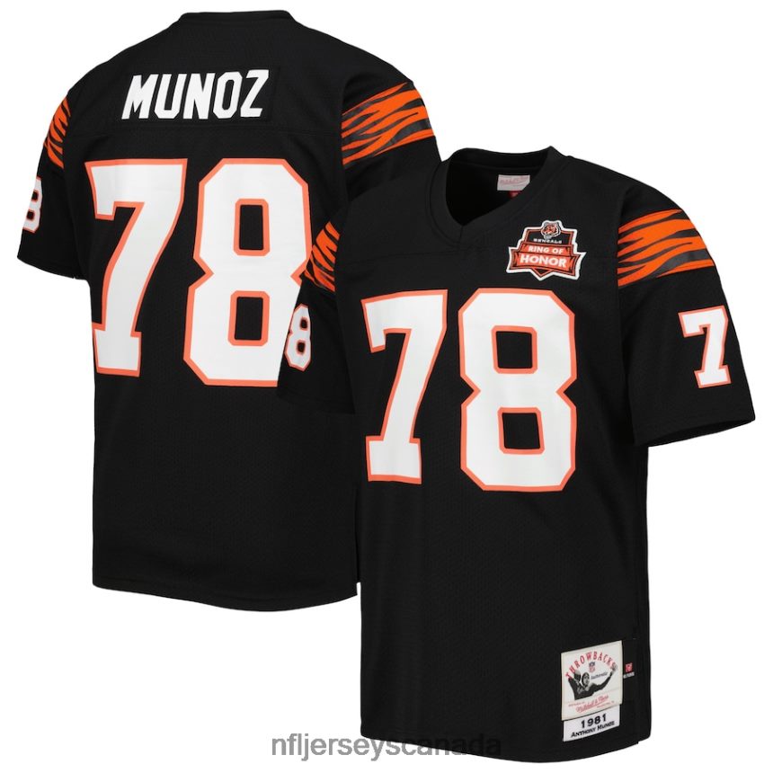 Men Cincinnati Bengals Anthony Munoz Mitchell & Ness Black 1981 Authentic Retired Player Jersey Clothing NFL TBXFR62695