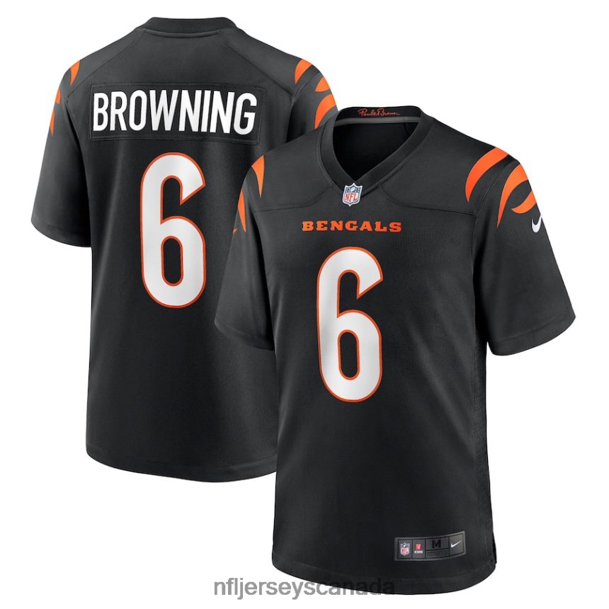 Men Cincinnati Bengals Jake Browning Nike Black Game Jersey Clothing NFL TBXFR64456