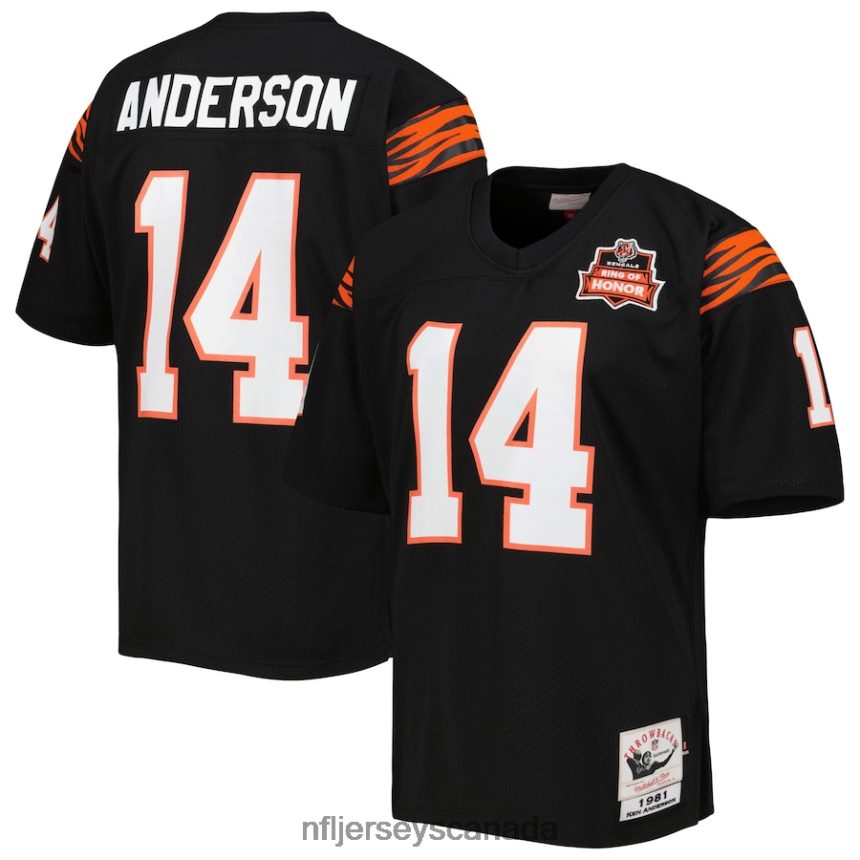Men Cincinnati Bengals Ken Anderson Mitchell & Ness Black 1981 Authentic Retired Player Jersey Clothing NFL TBXFR61518