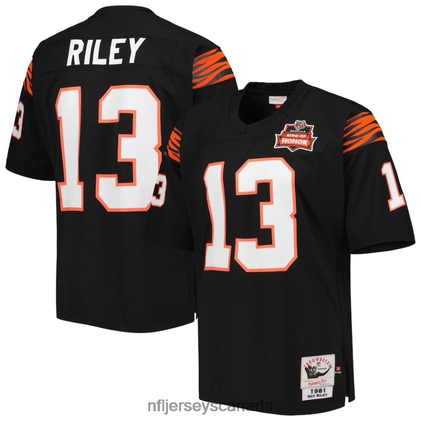 Men Cincinnati Bengals Ken Riley Mitchell & Ness Black 1981 Authentic Retired Player Jersey Clothing NFL TBXFR61531