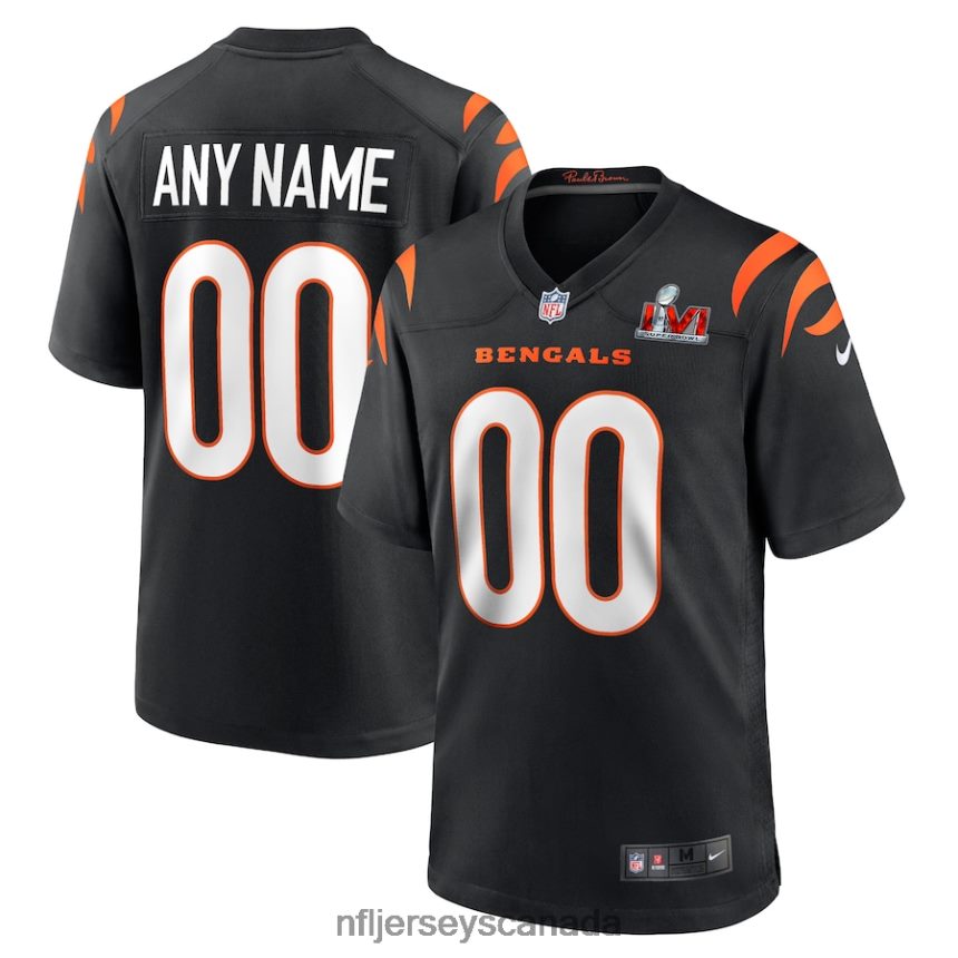 Men Cincinnati Bengals Nike Black Super Bowl LVI Game Custom Jersey Clothing NFL TBXFR6544