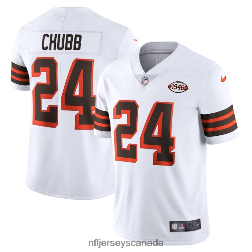 Men Cleveland Browns Nick Chubb Nike White 1946 Collection Alternate Vapor Limited Jersey Clothing NFL TBXFR6442
