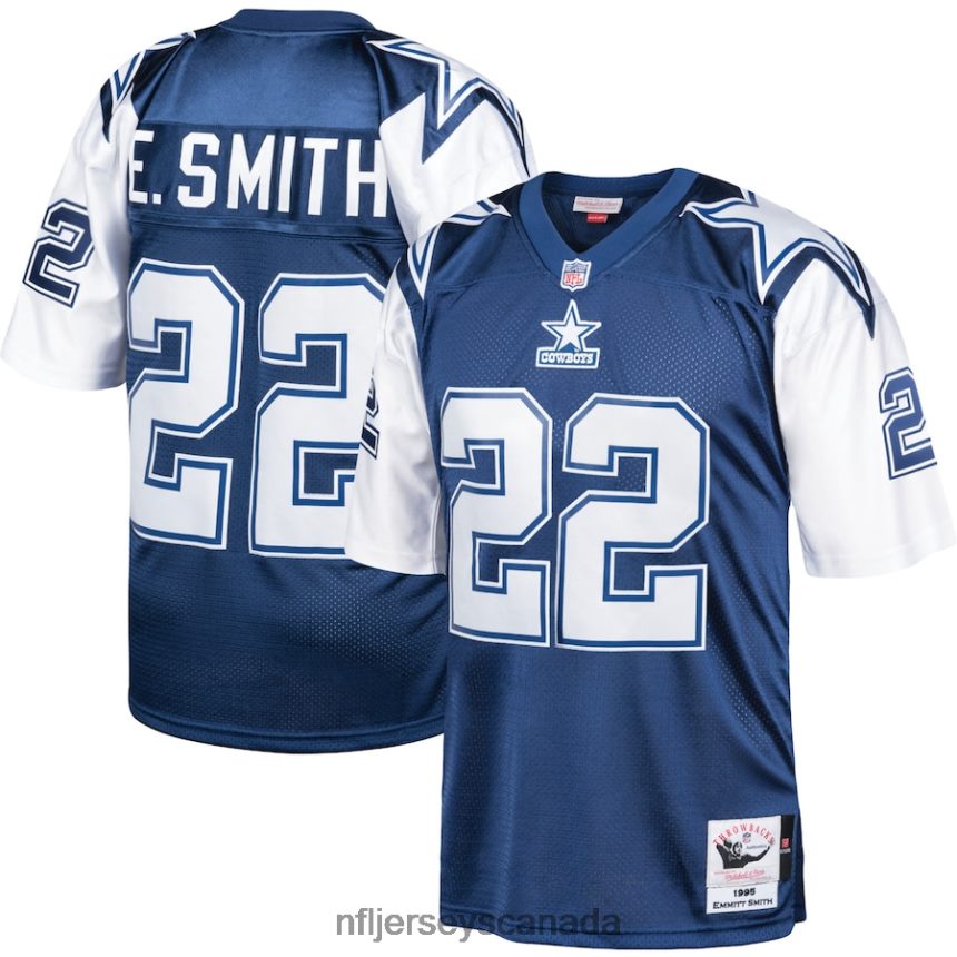 Men Dallas Cowboys Emmitt Smith Mitchell & Ness Navy/White 1995 Authentic Retired Player Jersey Clothing NFL TBXFR6550