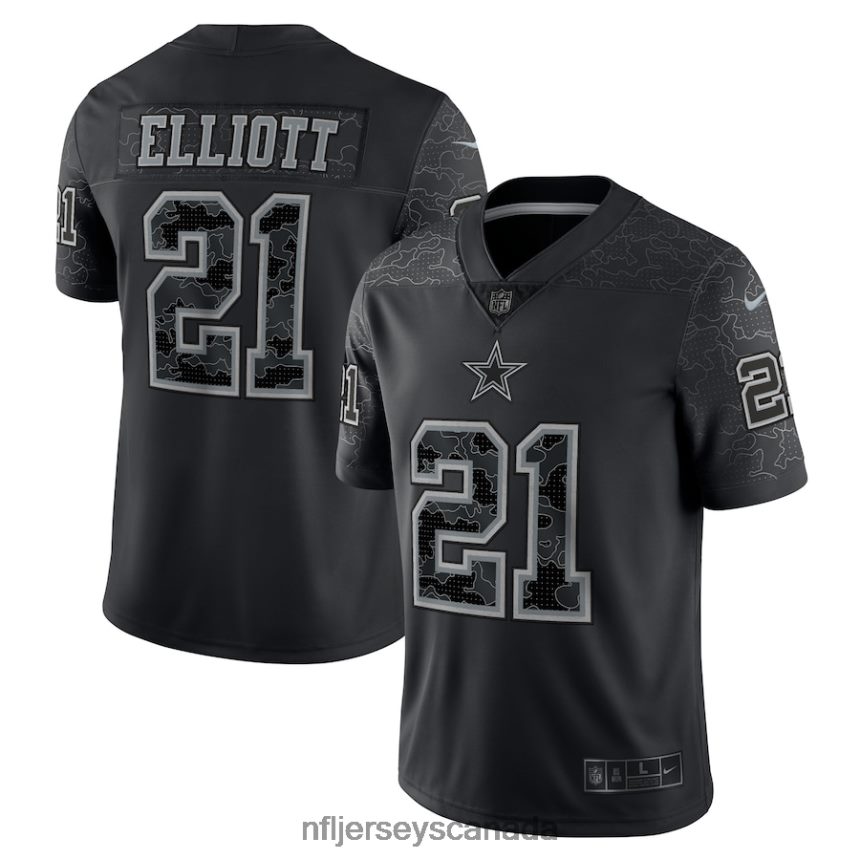 Men Dallas Cowboys Ezekiel Elliott Nike Black RFLCTV Limited Jersey Clothing NFL TBXFR63514