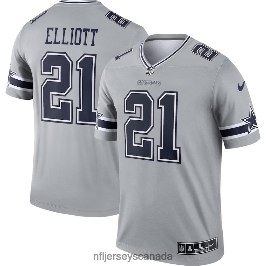 Men Dallas Cowboys Ezekiel Elliott Nike Gray Inverted Legend Jersey Clothing NFL TBXFR61211