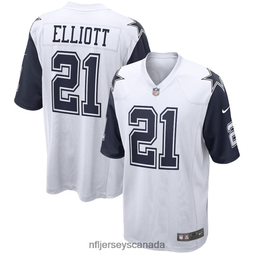 Men Dallas Cowboys Ezekiel Elliott Nike White Alternate Game Jersey Clothing NFL TBXFR6822