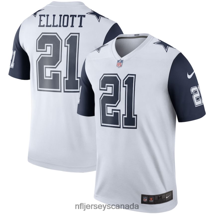 Men Dallas Cowboys Ezekiel Elliott Nike White Color Rush Legend Player Jersey Clothing NFL TBXFR6382