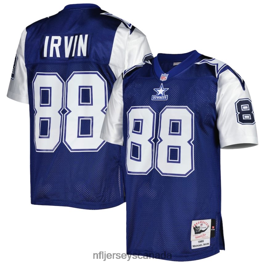 Men Dallas Cowboys Michael Irvin Mitchell & Ness Navy/White 1995 Authentic Retired Player Jersey Clothing NFL TBXFR62506