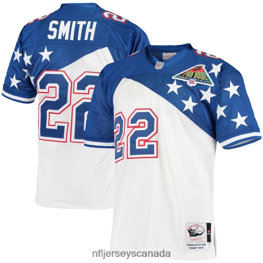 Men NFC Emmitt Smith Mitchell & Ness White/Blue 1994 Pro Bowl Authentic Jersey Clothing NFL TBXFR64109