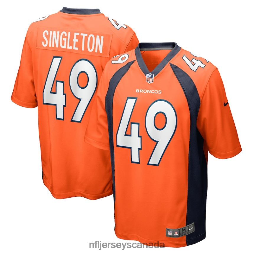 Men Denver Broncos Alex Singleton Nike Orange Game Player Jersey Clothing NFL TBXFR62287