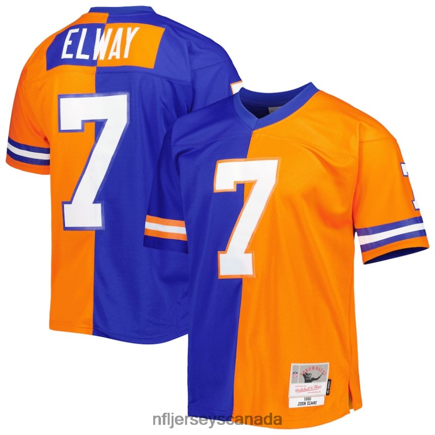 Men Denver Broncos John Elway Mitchell & Ness Royal/Orange 1990 Split Legacy Replica Jersey Clothing NFL TBXFR61207