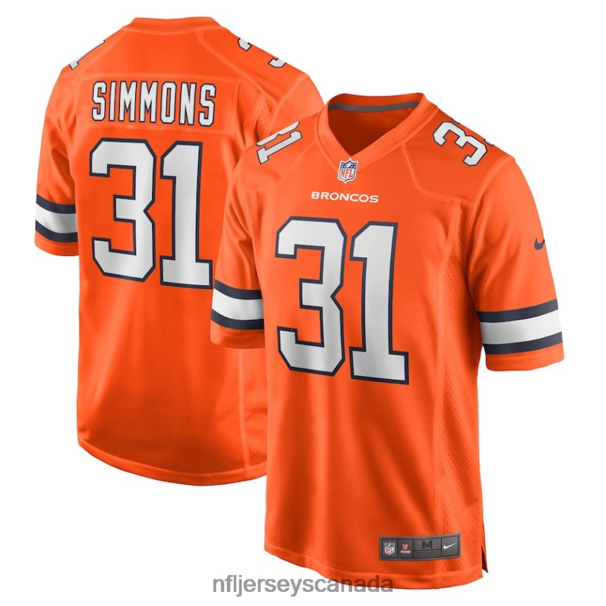 Men Denver Broncos Justin Simmons Nike Orange Alternate Game Jersey Clothing NFL TBXFR61343
