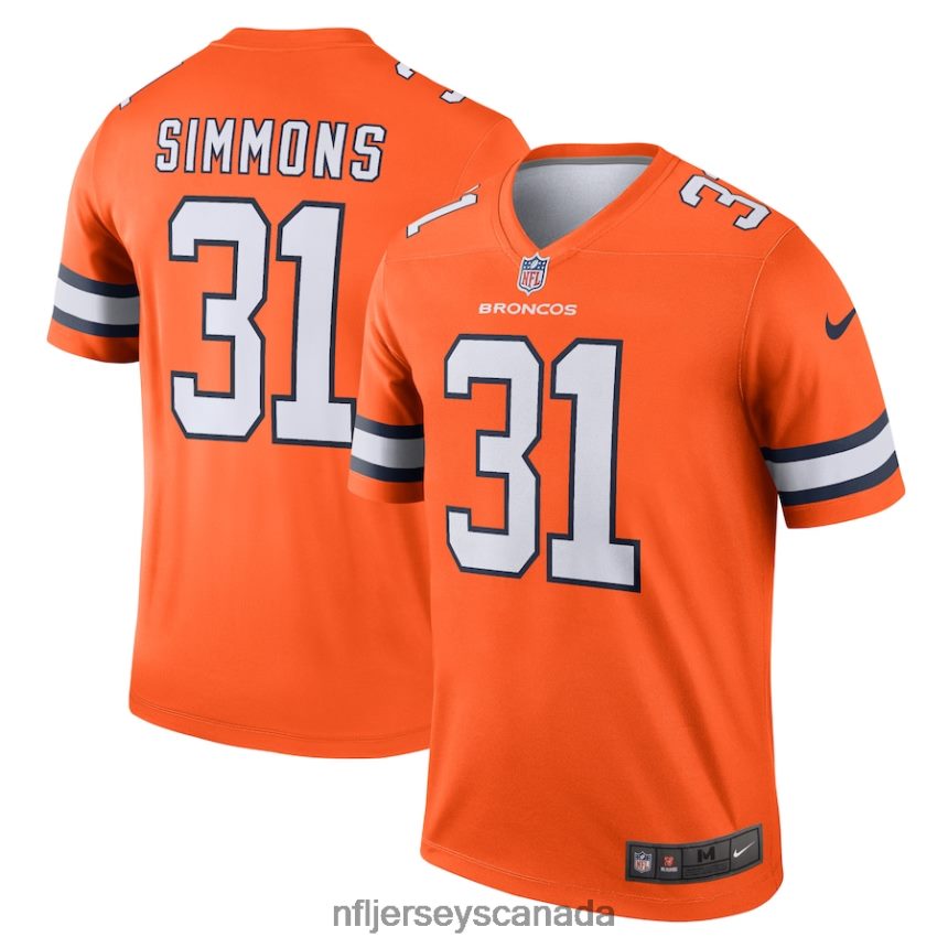 Men Denver Broncos Justin Simmons Nike Orange Alternate Legend Jersey Clothing NFL TBXFR63744