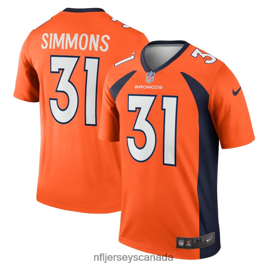 Men Denver Broncos Justin Simmons Nike Orange Legend Jersey Clothing NFL TBXFR62753
