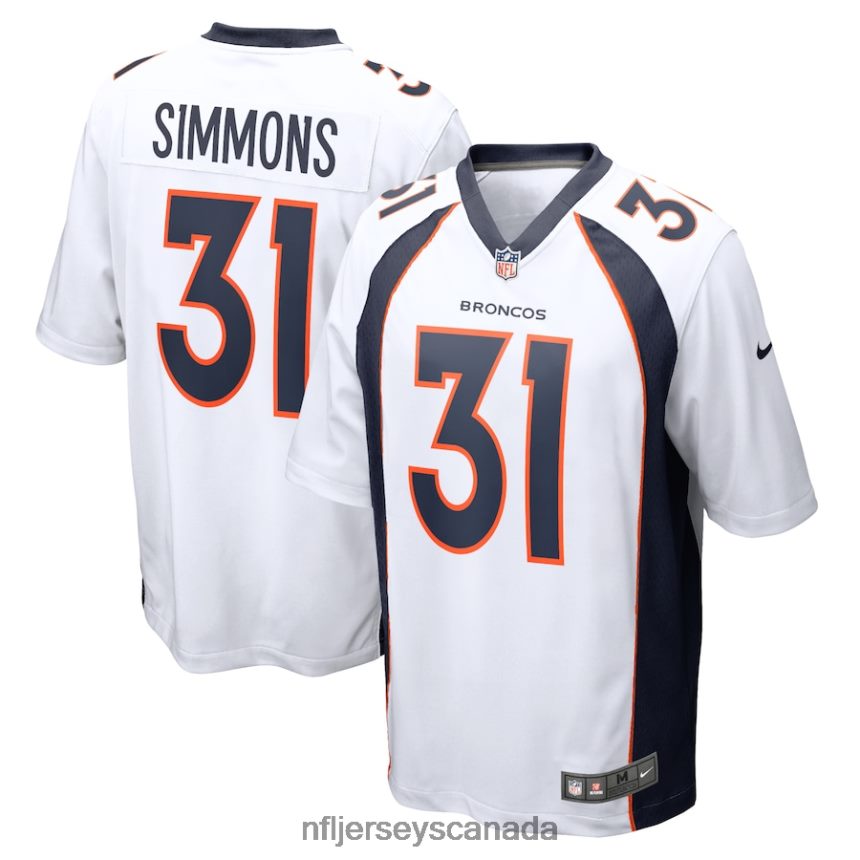 Men Denver Broncos Justin Simmons Nike White Game Jersey Clothing NFL TBXFR64954