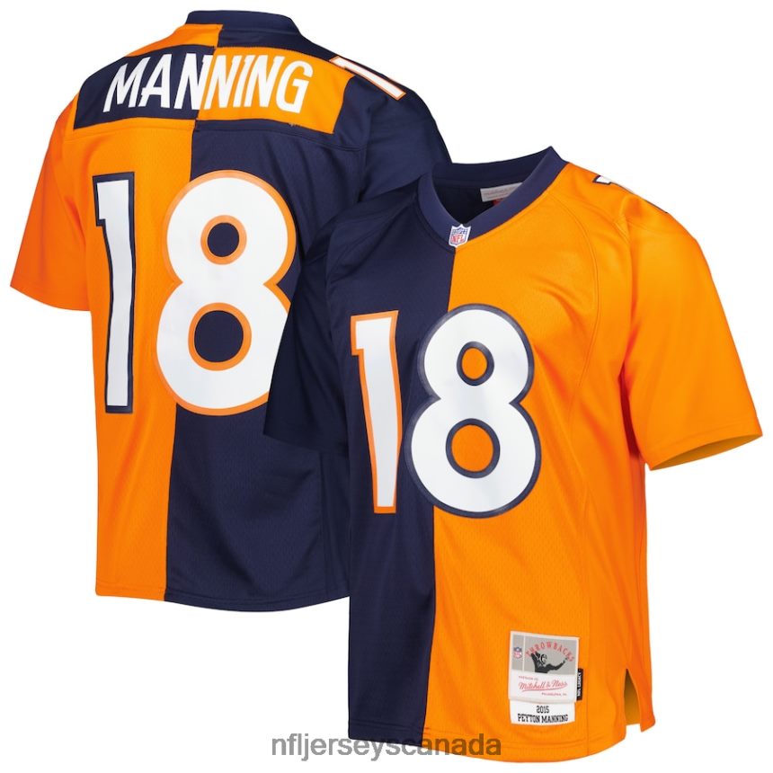 Men Denver Broncos Peyton Manning Mitchell & Ness Navy/Orange 2015 Split Legacy Replica Jersey Clothing NFL TBXFR62120