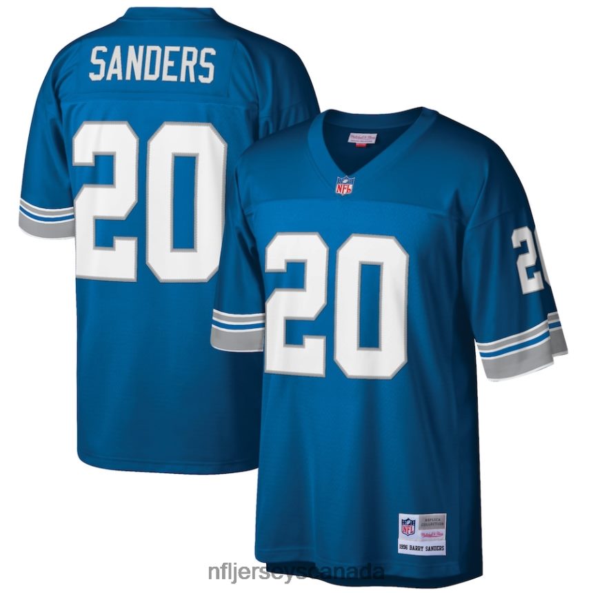 Men Detroit Lions Barry Sanders Mitchell & Ness Blue Big & Tall 1996 Retired Player Replica Jersey Clothing NFL TBXFR6475
