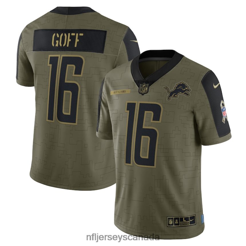 Men Detroit Lions Jared Goff Nike Olive 2021 Salute To Service Limited Player Jersey Clothing NFL TBXFR6893