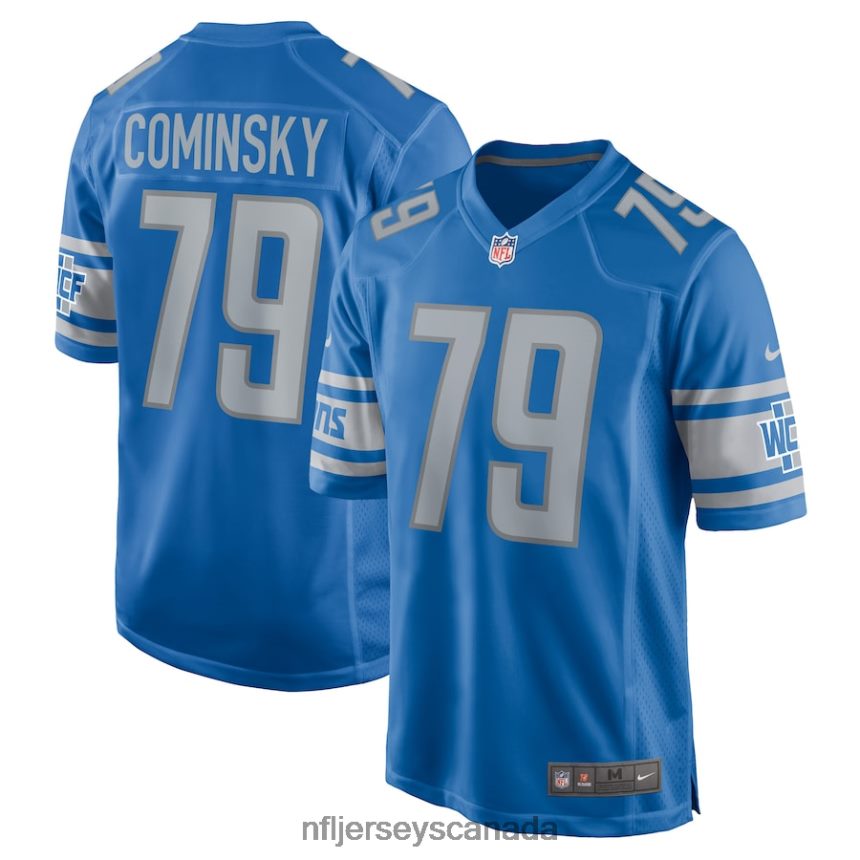 Men Detroit Lions John Cominsky Nike Blue Player Game Jersey Clothing NFL TBXFR63305