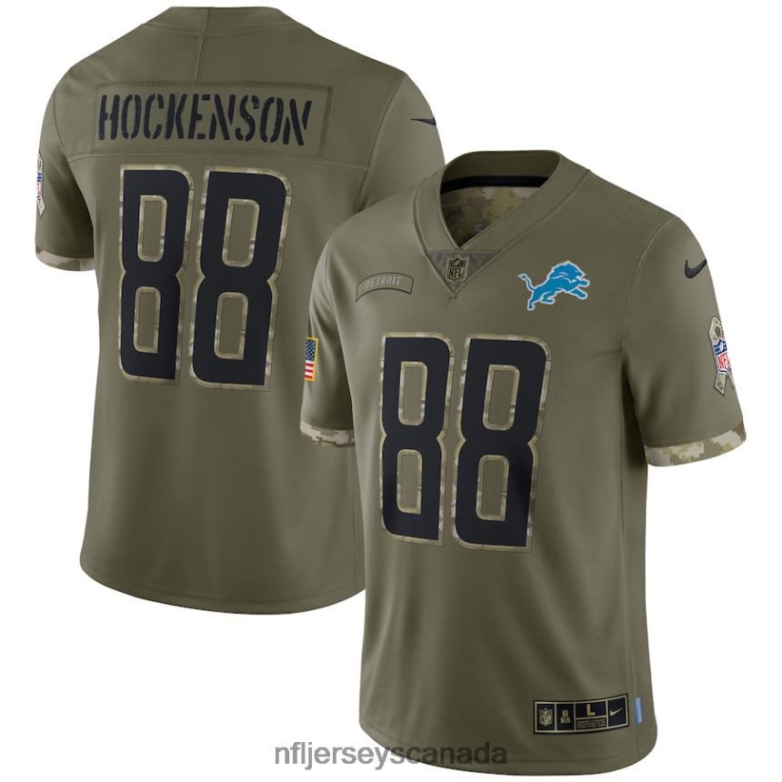 Men Detroit Lions T.J. Hockenson Nike Olive 2022 Salute To Service Limited Jersey Clothing NFL TBXFR62328