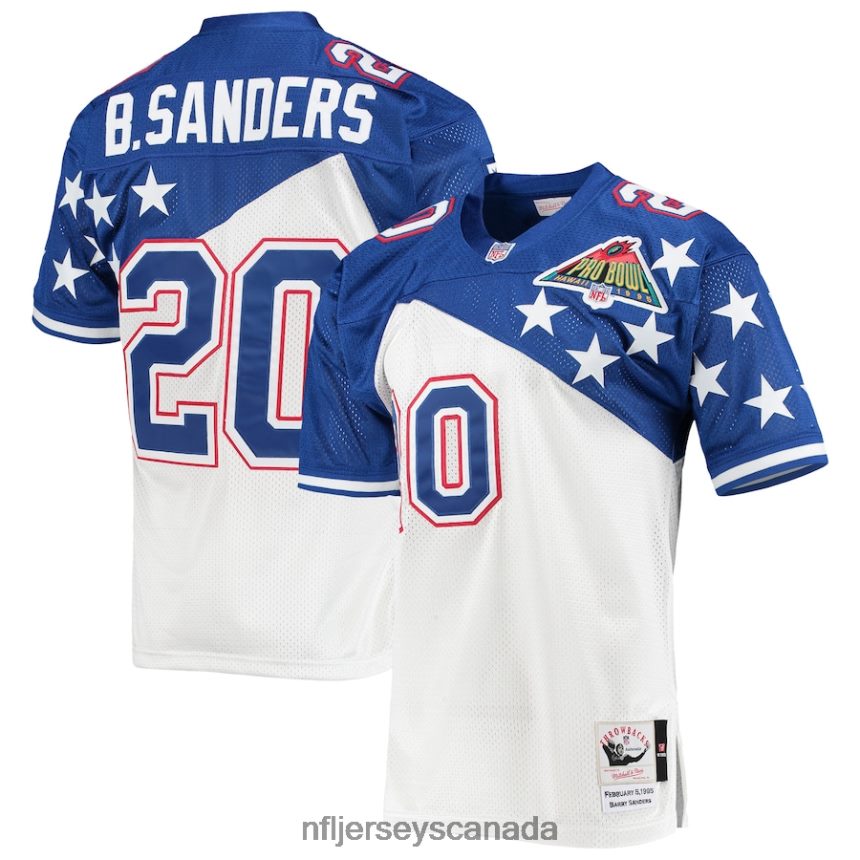 Men NFC Barry Sanders Mitchell & Ness White/Blue 1994 Pro Bowl Authentic Jersey Clothing NFL TBXFR62378